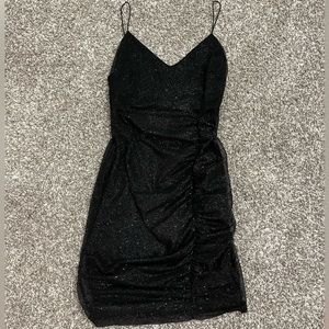 *SOLD* Windsor Bodycon Rutched Black Glitter Dress Size M